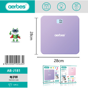 Весы напольные электронные Aerbes AB-J181 до 180 кг с подсветкой LCD фиолетовые 28x28 см.