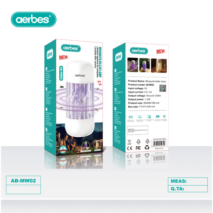 Лампа від комарів Aerbes AB-MW02 ультрафіолетова 1.5W USB 5V знищувач комах
