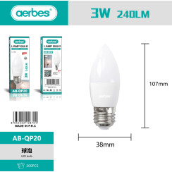LED лампа свеча Aerbes AB-QP20 3W 240LM E27 холодный белый свет 220V