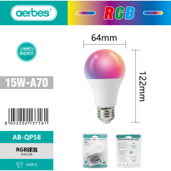 AB-QP58 15W RGBW LED-лампа с пультом дистанционного управления 220В