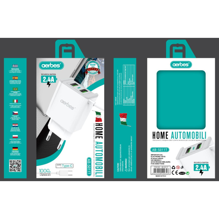 Huawei AB-S011-T USB зарядний адаптер з 2 USB-портами 2.4A