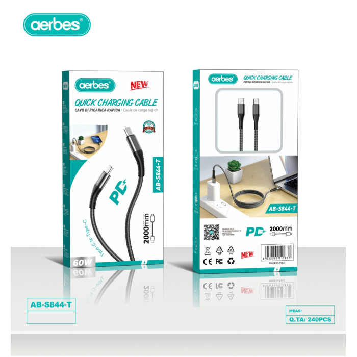 Кабель USB Type-C до Type-C PD AB-S844-T JT87 King Kong PD