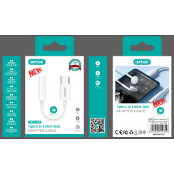Переходник aerbes AB-SJ285 Type-C на 3.5mm Jack адаптер для наушников белый
