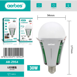 LED-лампа AB-Z954 E27 220V-30W холодно-белый свет 85-265В
