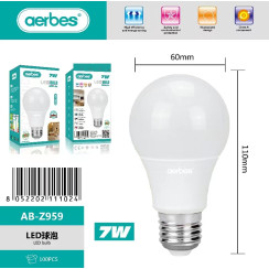 LED-лампа 7W A60 з алюмінієвим корпусом, нейтральне біле світло, 85-265В, E27
