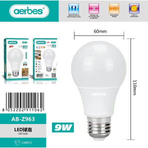 LED-лампа E27 A60 9W з алюмінієвим корпусом та пластиковим покриттям - біле світло 85-265В