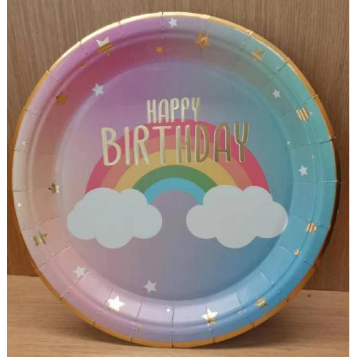 Паперові тарілки "З днем народження" єдиноріг 18 см 8 шт.
