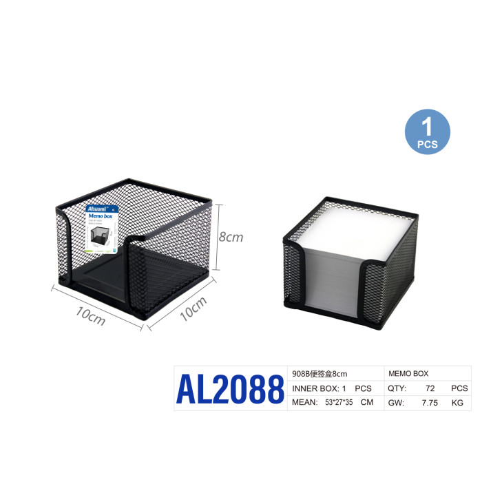 Металевий бокс для нотаток 8 см, розмір 10×10×8 см