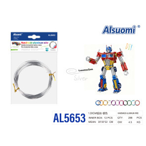 Алюмінієвий дріт для рукоділля Alsuomi AL5653 срібний 1мм x 5м DIY