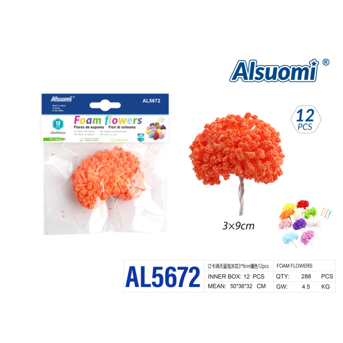 Піноматеріальні квіти гіпсофіли 3x9 см оранжеві 12 шт - Alsuomi AL5672