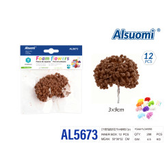 Штучні пінні квіти для декору коричневі 3x9 см - набір 12 шт Alsuomi AL5673