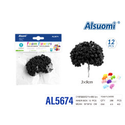 Піноплові квіти гіпсофіла чорні 3x9 см 12 шт Alsuomi AL5674 для декору