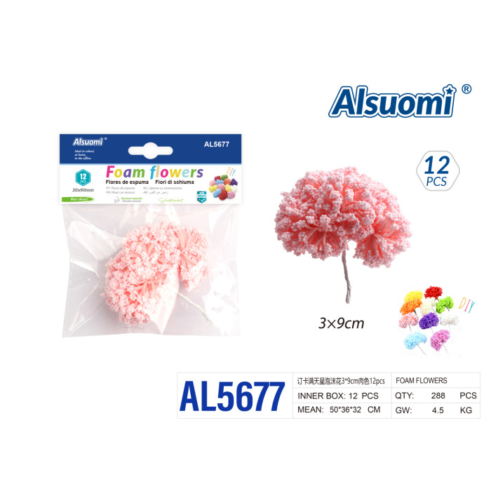 Штучні квіти з піни Alsuomi гіпсофіла рожева 3x9 см набір 12 шт AL5677