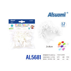 Штучні піноматеріальні квіти гіпсофіла білі 3x9 см 12 шт Alsuomi AL5681