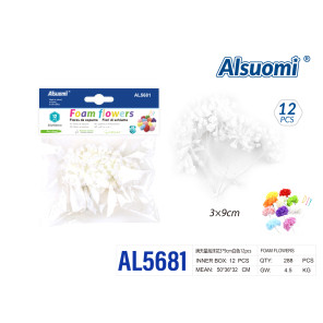 Штучні піноматеріальні квіти гіпсофіла білі 3x9 см 12 шт Alsuomi AL5681