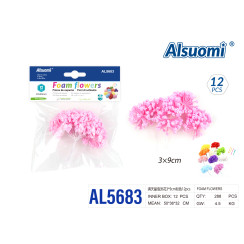 Піноплівкові квіти гіпсофіли рожеві 3x9 см набір 12 шт Alsuomi AL5683 для DIY декору