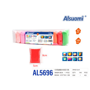 Космічний пластилін Space Clay Alsuomi 12 кольорів 120г набір для ліплення AL5696