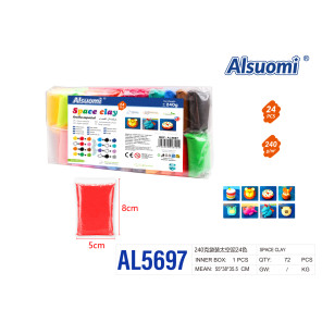 Космічний пластилін Alsuomi Space Clay 24 кольори 240г набір AL5697