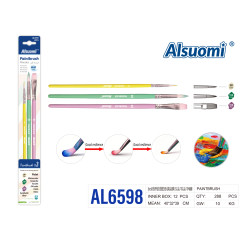 Набір пензлів для малювання Alsuomi AL6598 3 шт - розміри 3# гостра, 10# гостра, 10# пласка