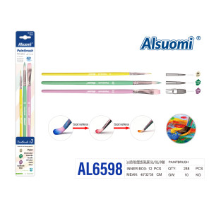 Набір пензлів для малювання Alsuomi AL6598 3 шт - розміри 3# гостра, 10# гостра, 10# пласка