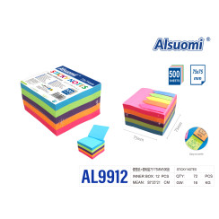 Стікери для нотаток Alsuomi 75x75 мм 500 аркушів 5 кольорів AL9912