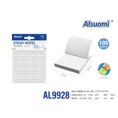 Стікери з клейкою основою в клітинку Alsuomi AL9928 76x76 мм 100 аркушів білі