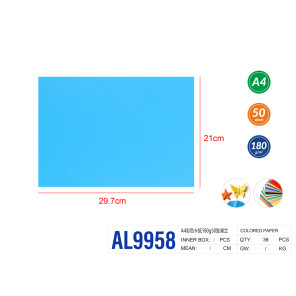 Кольоровий картон A4 блакитний 180 г/м² - 50 аркушів для творчості AL9958