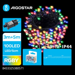 Гірлянда пряма плоскі лампи різнокольорові 5 м 100LED IP44