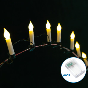 Світлодіодна гірлянда-свічка на батарейках 3AA, 10 світлодіодів, теплий білий, срібний провід