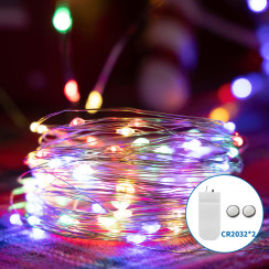 Гирлянда кнопочная медная проволока разноцветная 4 м 40LED серебряная проволока ON/OFF
