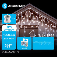 Батарейна гірлянда лід хвилі холодне світло 5 м 100LED IP44
