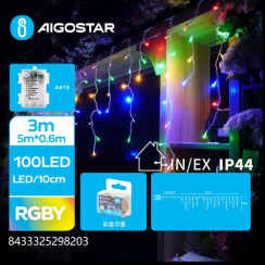 Батарейная гирлянда лед волны разноцветная 5 м 100LED IP44