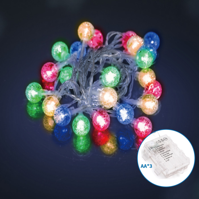 Батарейная гирлянда пузырчатая разноцветная 5 м 50LED IP44