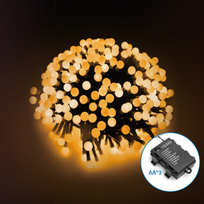 Батарейна гірлянда міні феєрверк кульки тепле світло 2.5 м 25LED IP44