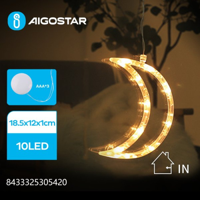 Різдвяний декор місяць присоска 10LED ON/OFF