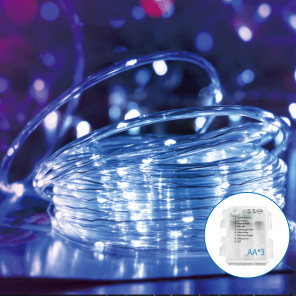 Батарейна гірлянда трубчаста 5 мм мідний дріт холодне світло 5 м 50LED IP44