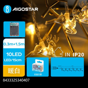 Батарейна гірлянда підвіски олень тепле світло 1.5 м 10LED IP20
