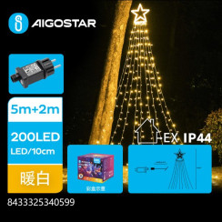 Гирлянда водопад звезды теплый свет 5×2 м 206LED IP44