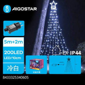 Гірлянда водоспад зірки холодне світло 5×2 м 206LED IP44