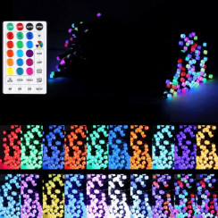 Батарейная гирлянда прямая RGB 5 м 50LED с пультом IP44