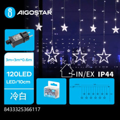 Підключна штора льодяна хвиля зірки холодне світло 3×3 м 120LED IP44