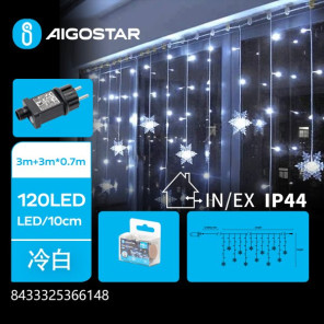 Підключна штора льодяна хвиля сніжинки холодне світло 3×3 м 60LED IP44