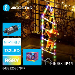 Різдвяна фігура Санта на драбині різнокольорова 1.6 м IP44