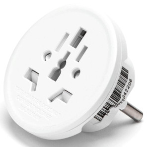 Адаптер-перехідник: універсальна дорожня розетка німецького зразка 10A, кругла, біла