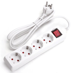 Немецкий 4-розетный прямоугольный удлинитель с выключателем 3G1.0mm2 1.5м