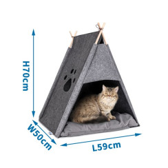 Сірий кошачий намет-будиночок 59x50x70 см для котів
