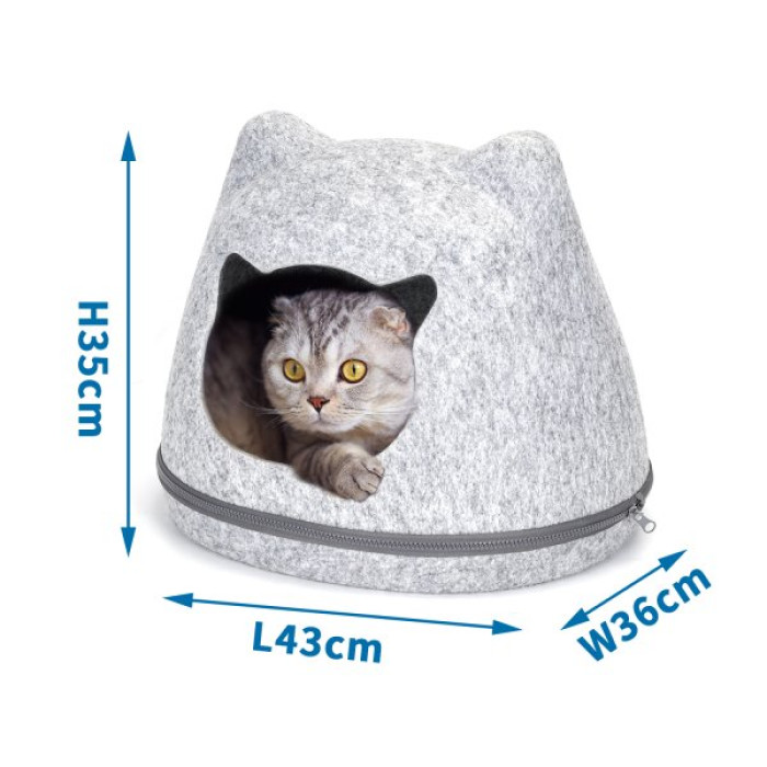 Котячий будиночок у формі котика 43x36x35 см, сірий