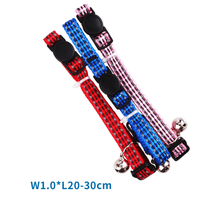 Світловідбивний нашийник для кішок W1.0XL20-30CM червоний/синій/рожевий