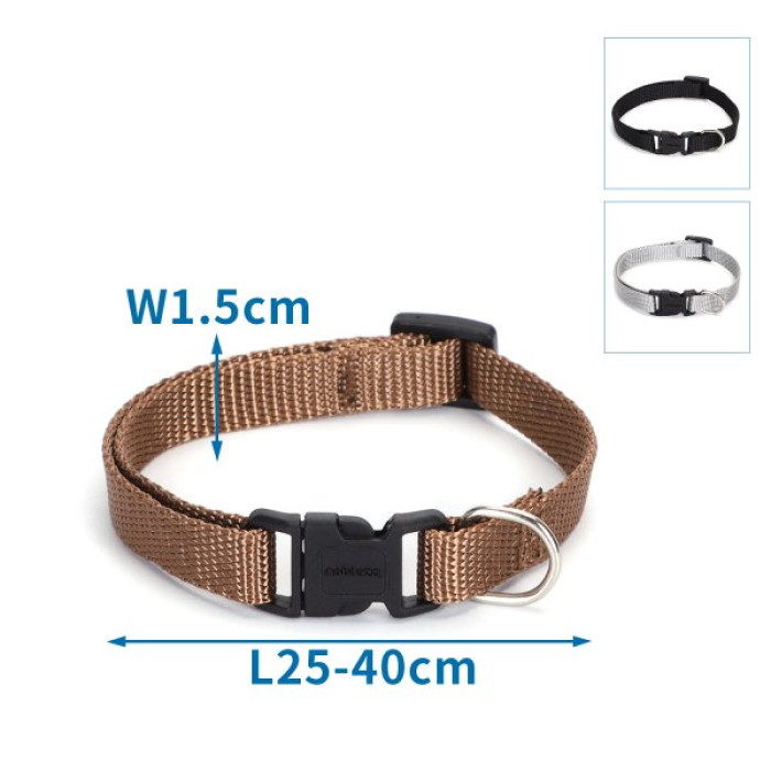 Нашийник для собак W1.5xL25-40см коричневий/сріблясто-сірий/чорний