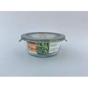 Скляний харчовий контейнер Round Glass Borosilicato з кришкою, круглий